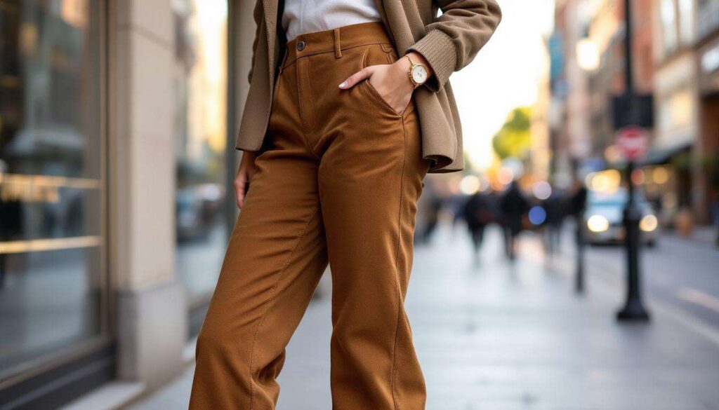 Pantaloni scamosciati, suede marroni: outfit 2026